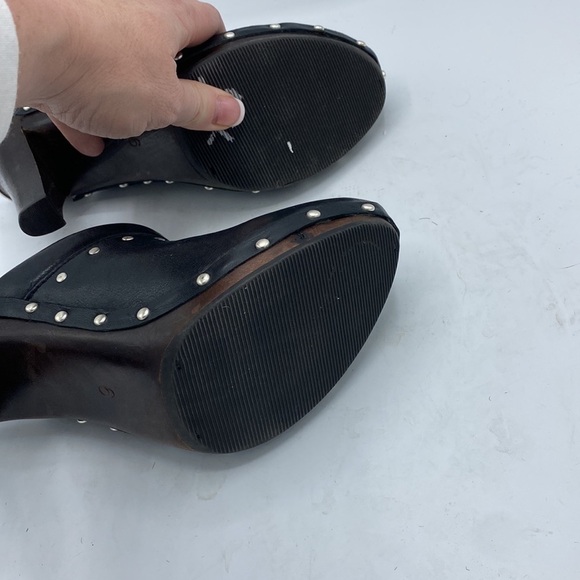 Michael Kors Black Leather Studded High Heel Mules/clogs - Picture 5 of 5